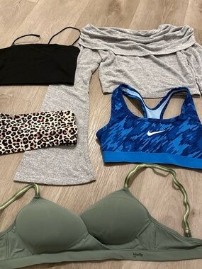 Nike Blue Camo Racerback Sports Bra with Assorted Bralettes